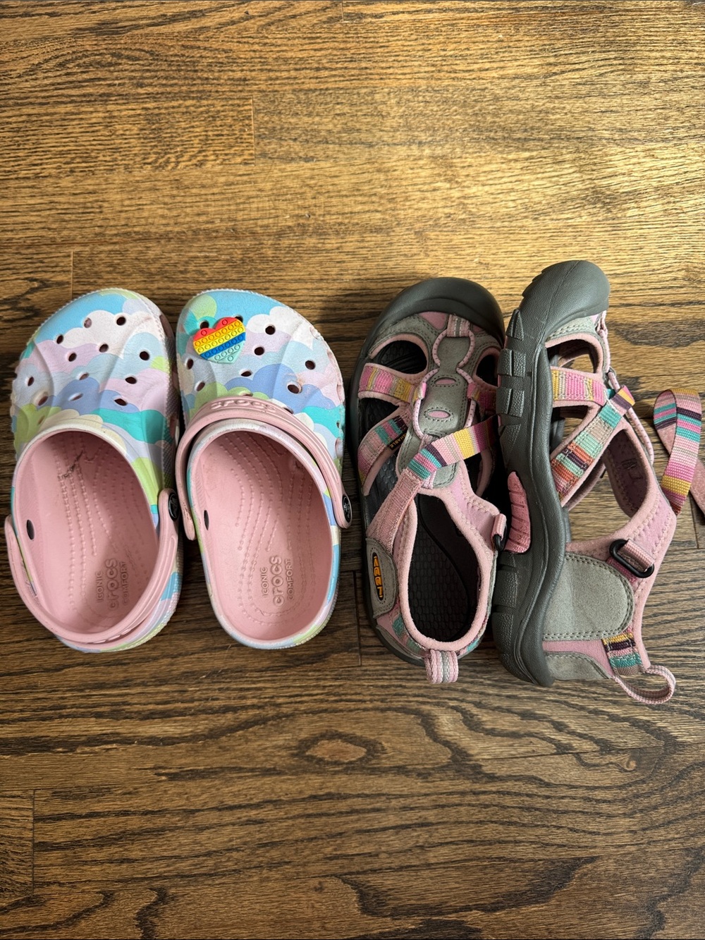 Crocs Classic Clog and KEEN Sandal Set in Pink/Blue - Kids size 1 and size 3